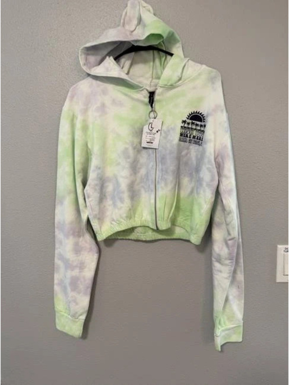 #6188 Mainstyle Pastel Tie Dye Panama City Beach Zip Hoodie Size L